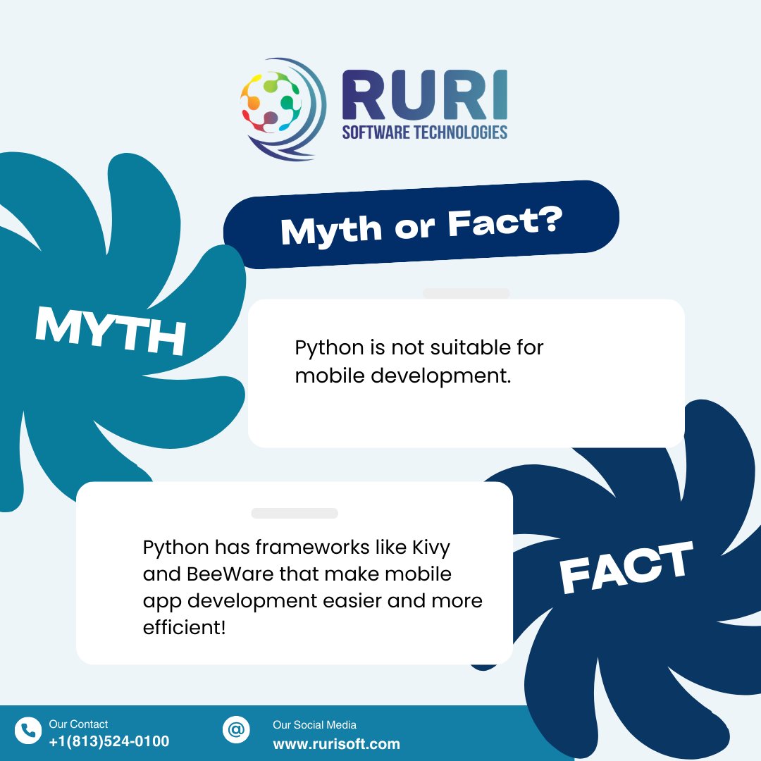 RuriSoftware's tweet photo. Not many of us know that Python frameworks are perfect for mobile development!
Forget the myths and talk to RuriSoft for professional guidance and support.
#Python #CodingTruths #SoftwareDevelopment #AppDevelopment #RuriSoft #rurisoftflorida #pythondeveloper #pythondevelopment https://t.co/FHYxPwMBy0