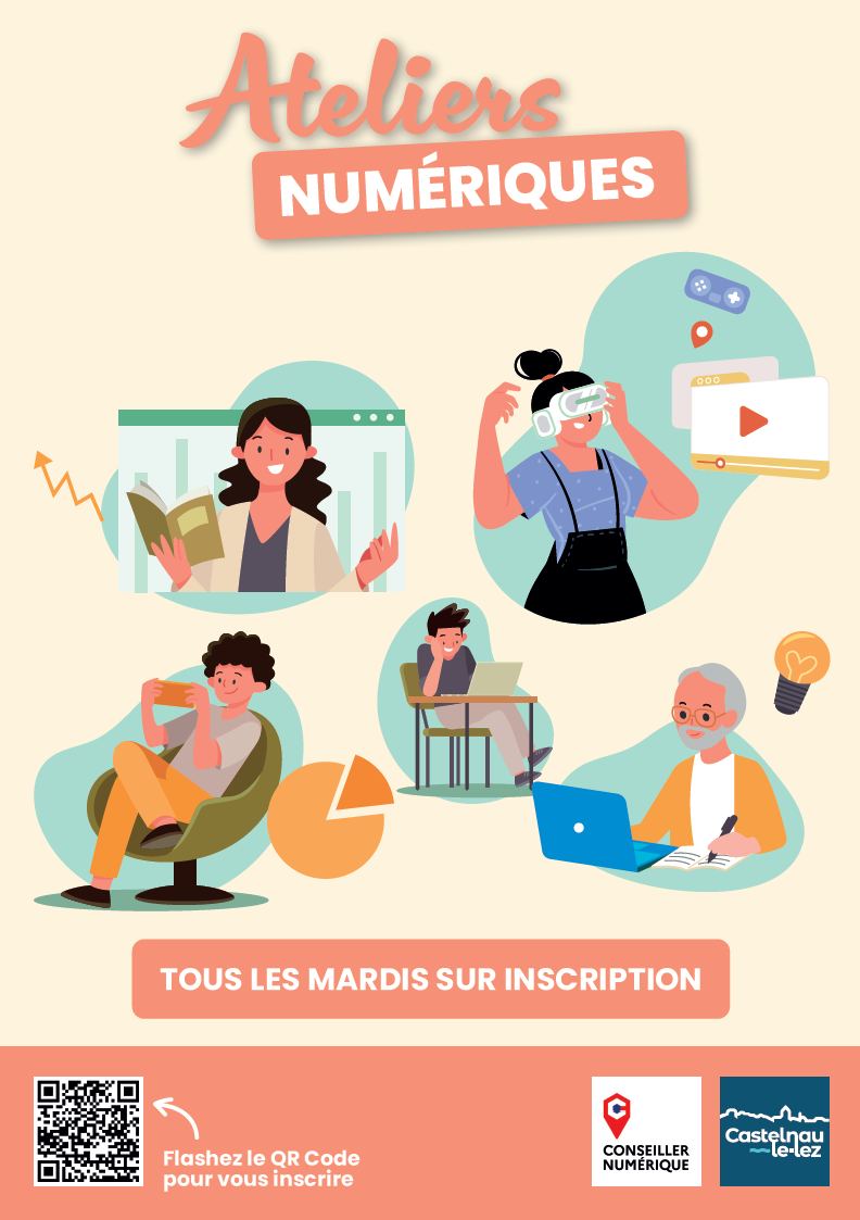 CastelnauleLez's tweet image. 🖥️Besoin d’aide en #informatique ou envie de développer vos compétences dans le domaine du numérique ?

Tous les mardis, 📍 la Maison France Services Prado Concorde de #CastelnauleLez vous propose des ateliers #numériques ouverts à tous.

✅Ateliers gratuits sur inscription.