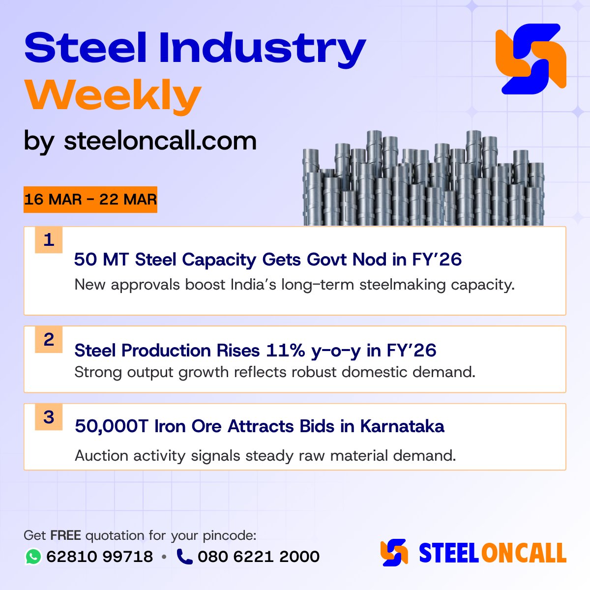 SteelonCall's tweet image. Stay ahead with the latest steel industry insights.

Follow @steeloncall for more such updates.

#steeloncall #steelindustry #steelnews