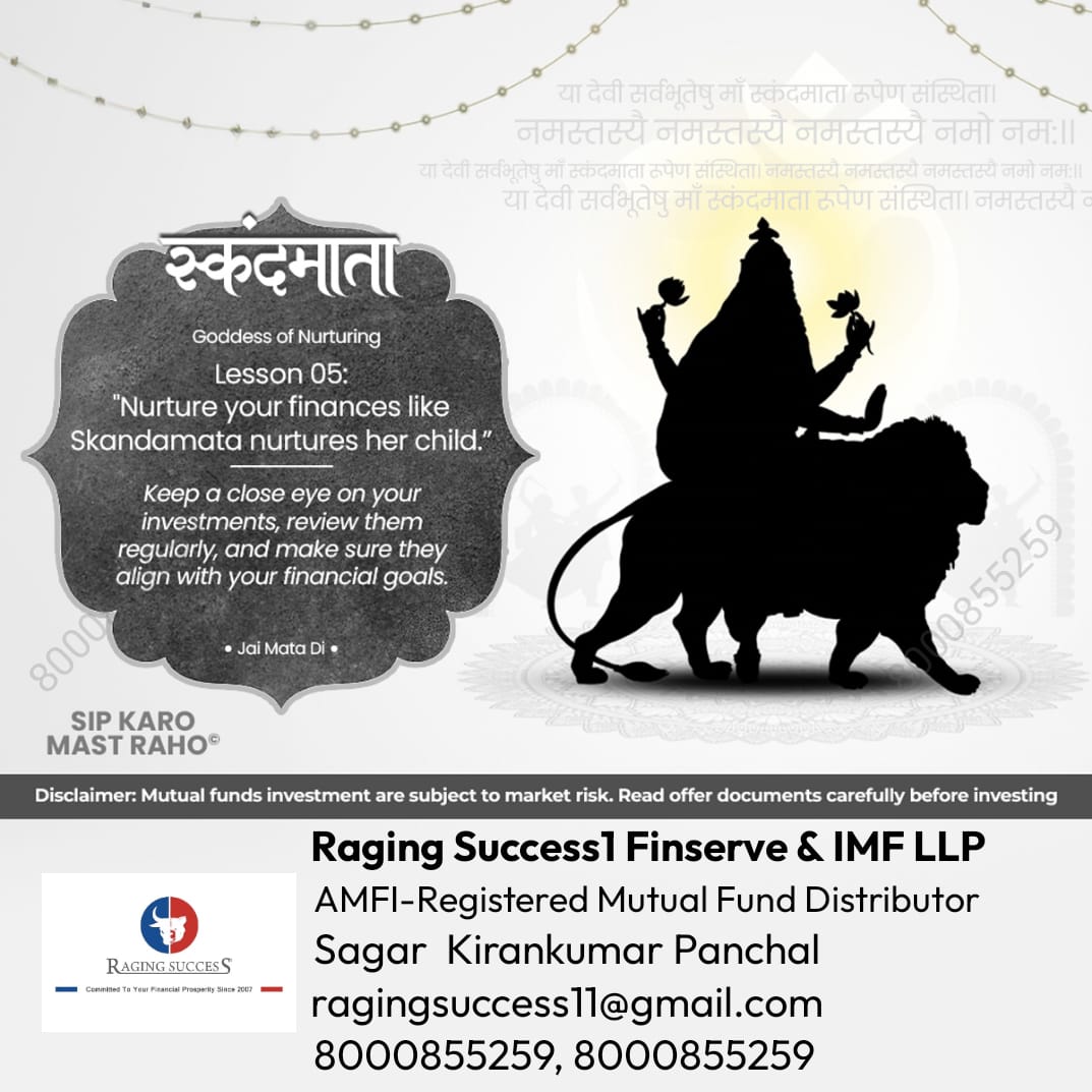 ragingsuccess1's tweet image. As Maa Skandamata protects, let SIP protect your financial future 🔱
#NavratriDay5 #SIP #SecureFuture #WealthManagement #SmartMoney #FestivalOfGrowth #NavratriFeels