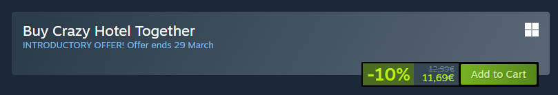 PrismaticGamesS's tweet photo. Go get CRAZY GOTEL TOGETHER and save 10% before the end of the week !💸
#gamedev #indiedev https://t.co/x6GQL5PJ2J
