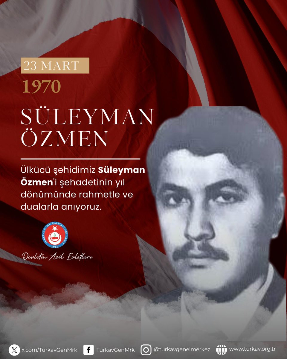 Ülkücü şehidimiz Süleyman Özmen'i şehadetinin yıl dönümünde rahmetle ve dualarla anıyoruz.