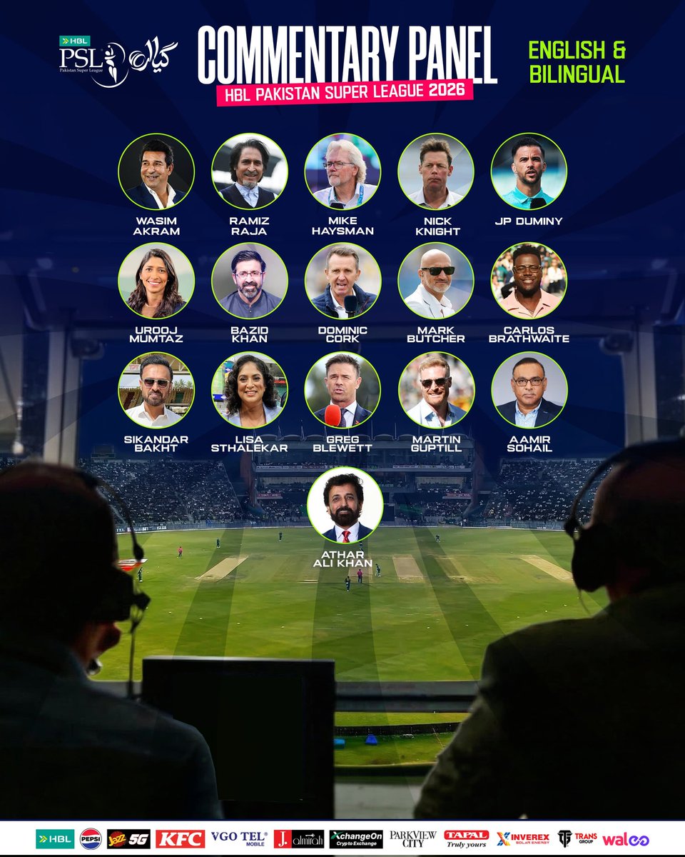 WeAreGhalib's tweet photo. 🚨COMMENTARY PANEL OF PSL 2026. https://t.co/R2PLhiomXf