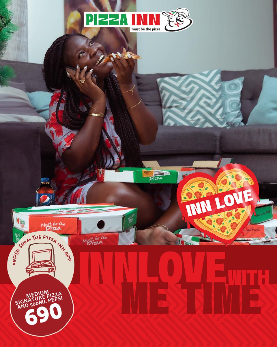 PizzaInnKenya's tweet image. Need a break? Make a stop at your nearest Pizza Inn store or order via the Pizza Inn Delivery App.

Enjoy a medium signature pizza and 500ml Pepsi for only 690/-. It’s perfect for your “me-time” treat.

#InnLove #DeliveringHappiness #MustBeThePizza