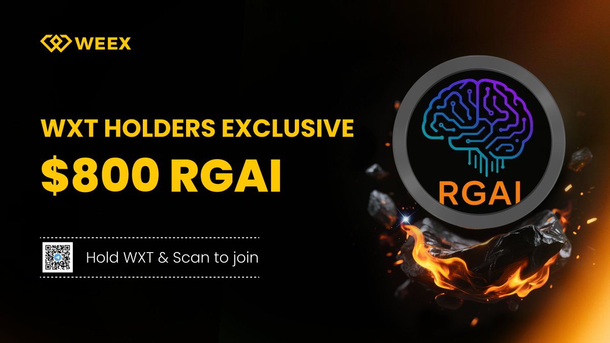 🎁Join the WXT Holders Community · Unlock $800 RGAI !

How to Join:
1️⃣ Hold/Buy ≥500 $WXT
2️⃣ Use the verification bot to enter the group:t.me/WEEX_WXT_Holde…
3️⃣ Fill the form 👉forms.gle/XUgq9AUs5urJqS…
👥 100 Winners! -  Join Now！

#WXT  #WEEX #RGAI #bitcoinprice #blockchain