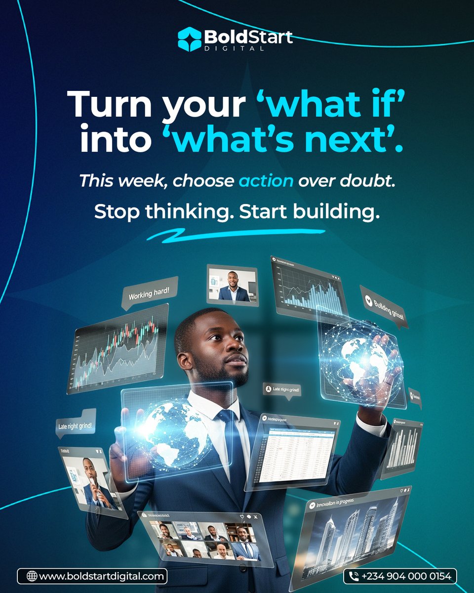 BoldstartDgtal's tweet photo. This week, choose differently.
Turn your “what if” into “what’s next.”
Choose action over doubt; your future brand is waiting.
Stop thinking. Start building. 🚀
📞 +234 904 000 0154
🌐 https://t.co/QJ4RXgb5M4
#BoldStartDigital #StartupGrowth #Gold Kaduna https://t.co/Ly6Vhfe4Ws
