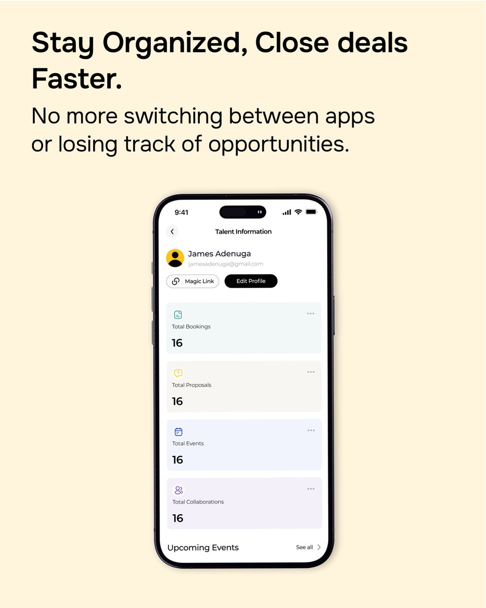 Husridge's tweet photo. Husridge is built for talent managers who want to grow.
Sign up with the link in the bio
#talents #talentmanager #agencies https://t.co/eqJVg5rJ02