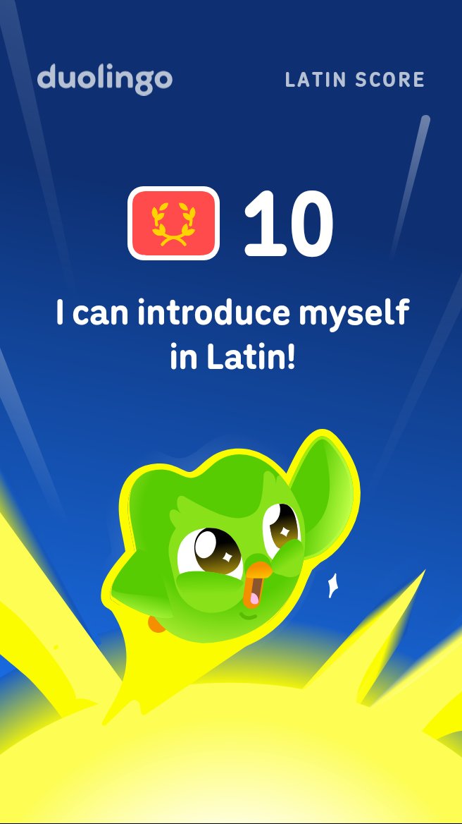 osirael's tweet photo. My Duolingo Latin Score is 10! https://t.co/7bhscnceKN