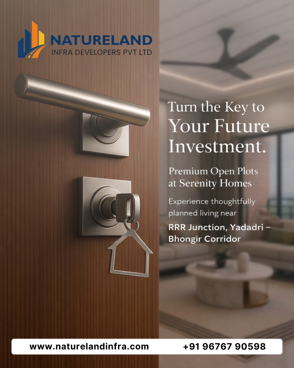 debelopers85000's tweet image. 🏡 Looking for the perfect investment opportunity?

Natureland Infra Developers brings you premium open plots at Serenity Homes—designed for modern living in a prime location near RRR Junction.

#RealEstate #OpenPlots #NaturelandInfra #PropertyInvestment #InvestSmart #DreamHome