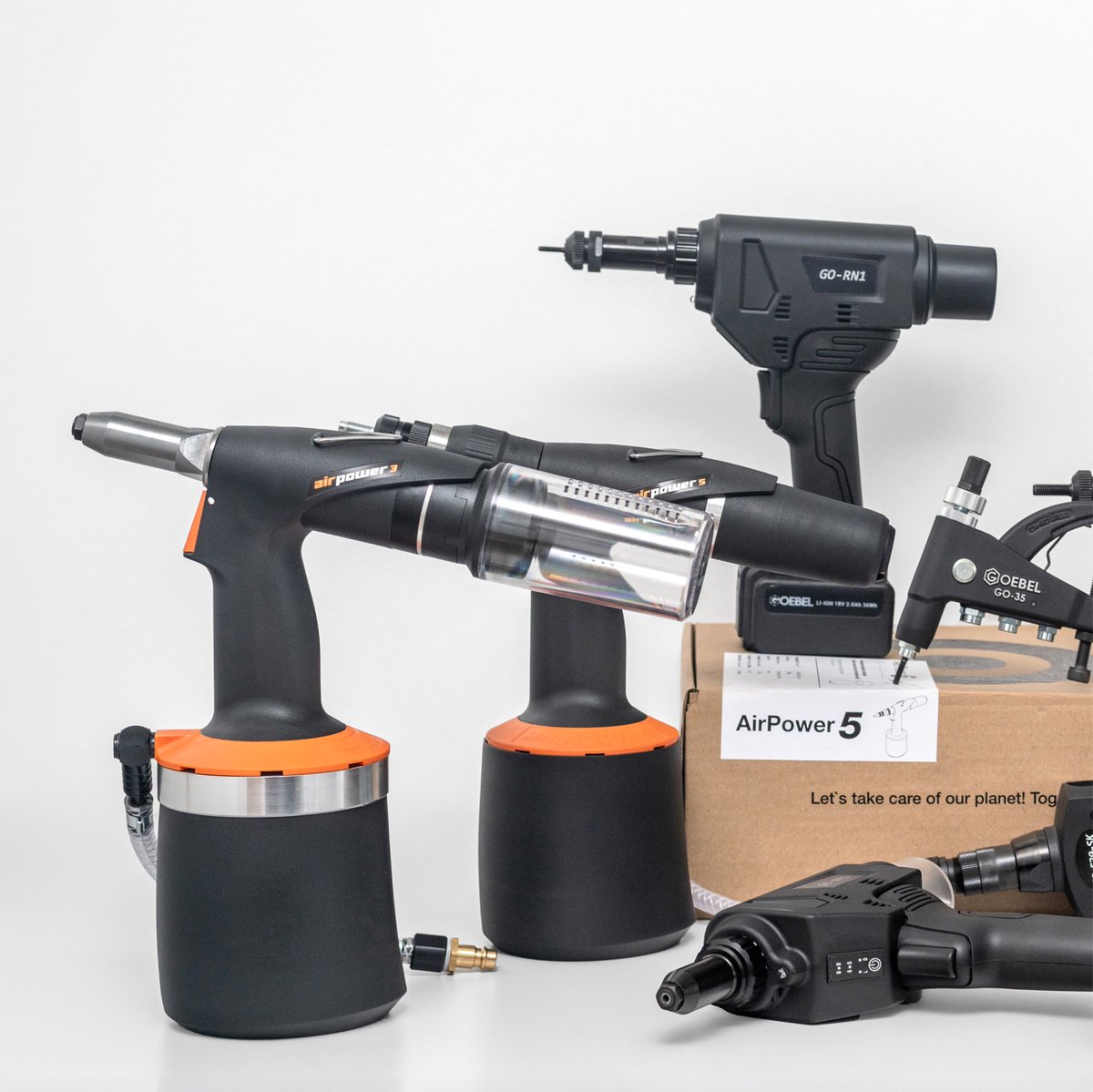 GmbhGoebel's tweet image. Do you know about the various #GOEBEL #riveting #tools ? From cordless to pneumatic  and even different types of hand tools - there is something for everyone!

Please check out our online catalog or contact our sales team if you’re interested.

#GoGOEBEL #Niettechnik