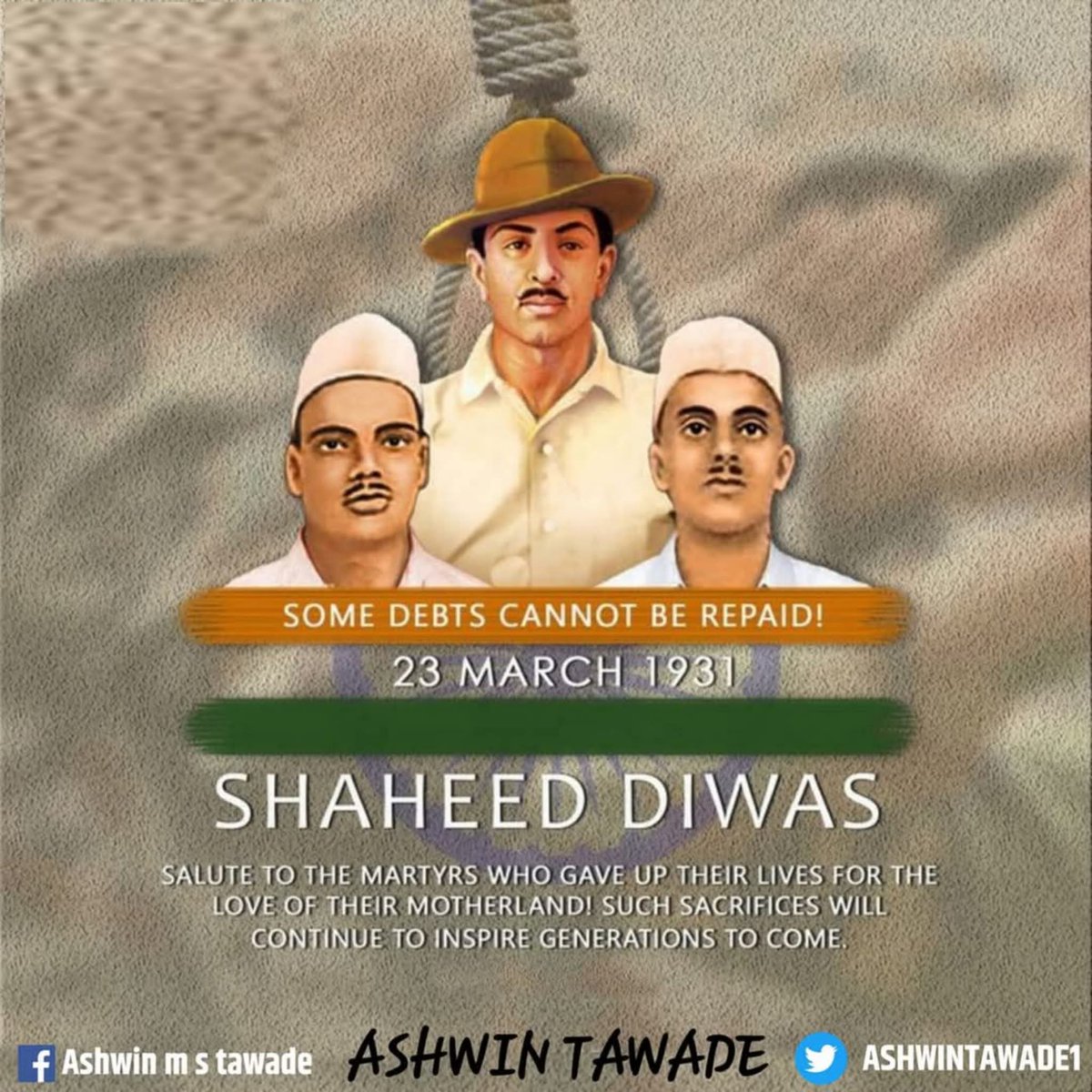 #शहादत_दिवस 🇮🇳
23 मार्च को हम अमर शहीदों भगत सिंह, सुखदेव और राजगुरु के बलिदान को नमन करते हैं। 🙏
“जिंदगी अपने दम पर जी जाती है…,
दूसरों के कंधों पर तो सिर्फ जनाज़े उठाए जाते हैं।”
देश के लिए उनका त्याग और साहस हमेशा प्रेरणा देता रहेगा।
क्रांतिवीर अमर रहें! 💐
#ShaheedDiwas
