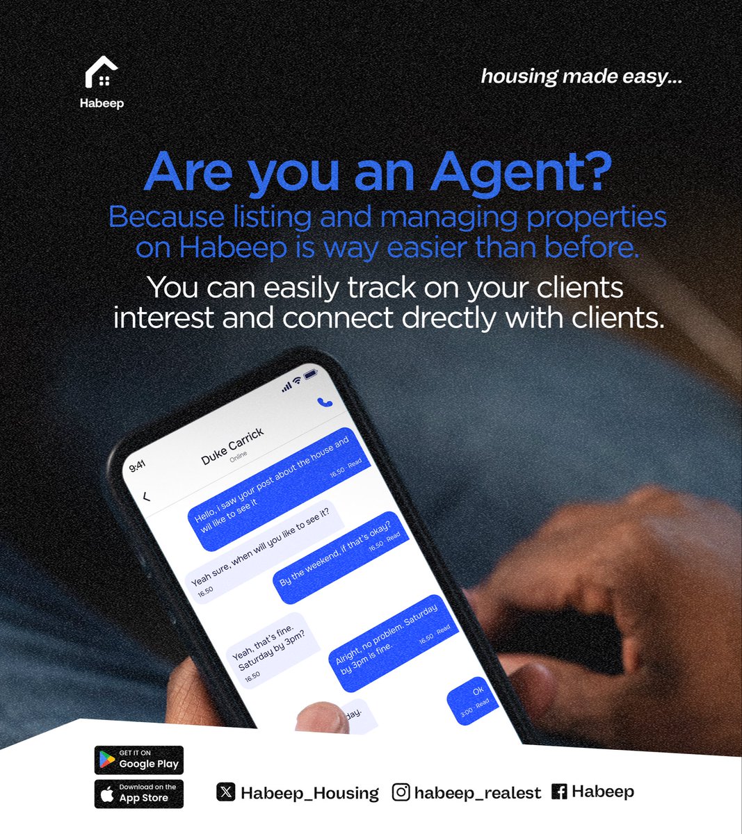 habeep_housing's tweet photo. Connecting with clients easily is the most comforting thing. Listing on and managing properties is way easier than before.
Download Habeep app and list your property, and easily connect with clients
#Habeep #housingmadeeasy #Houseagent https://t.co/udS5veppUr