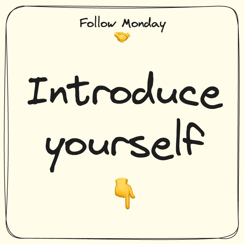🎉 FOLLOW MONDAY 🎉

Every Monday I want to help your grow your following.

Tell us:

✅ Your first name or nickname, and
✅ Why should we follow you?

Seen by thousands last week 👀