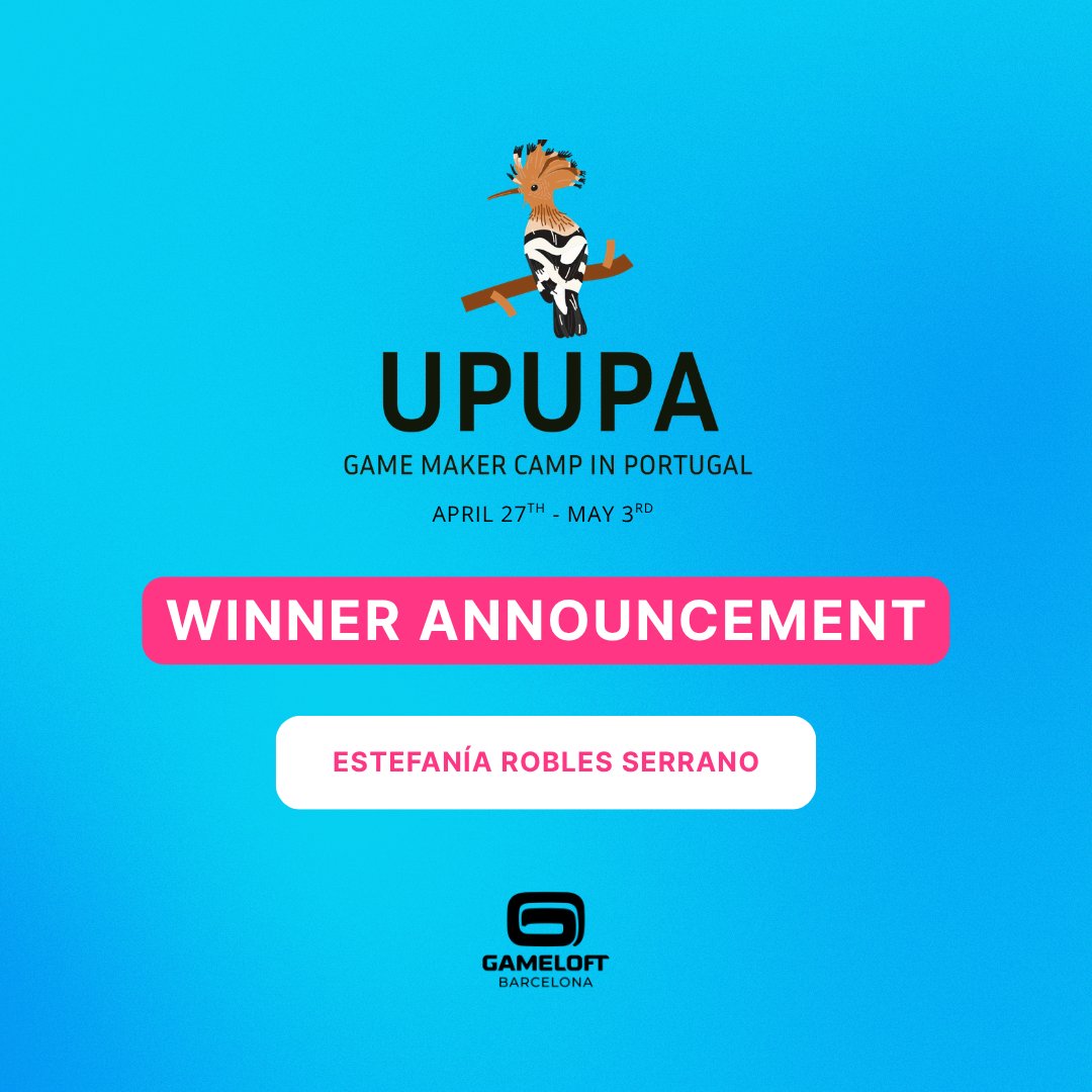 Gameloft_Spain's tweet image. We’re happy to share that Estefania has been selected for the spot sponsored by Gameloft Barcelona to attend Upupa - Game Makers Camp. 

Congrats! 👏

A big thank you to everyone who applied and to the Upupa team for their collaboration. 💜

#GameloftBarcelona #IWD #JoinTheGame