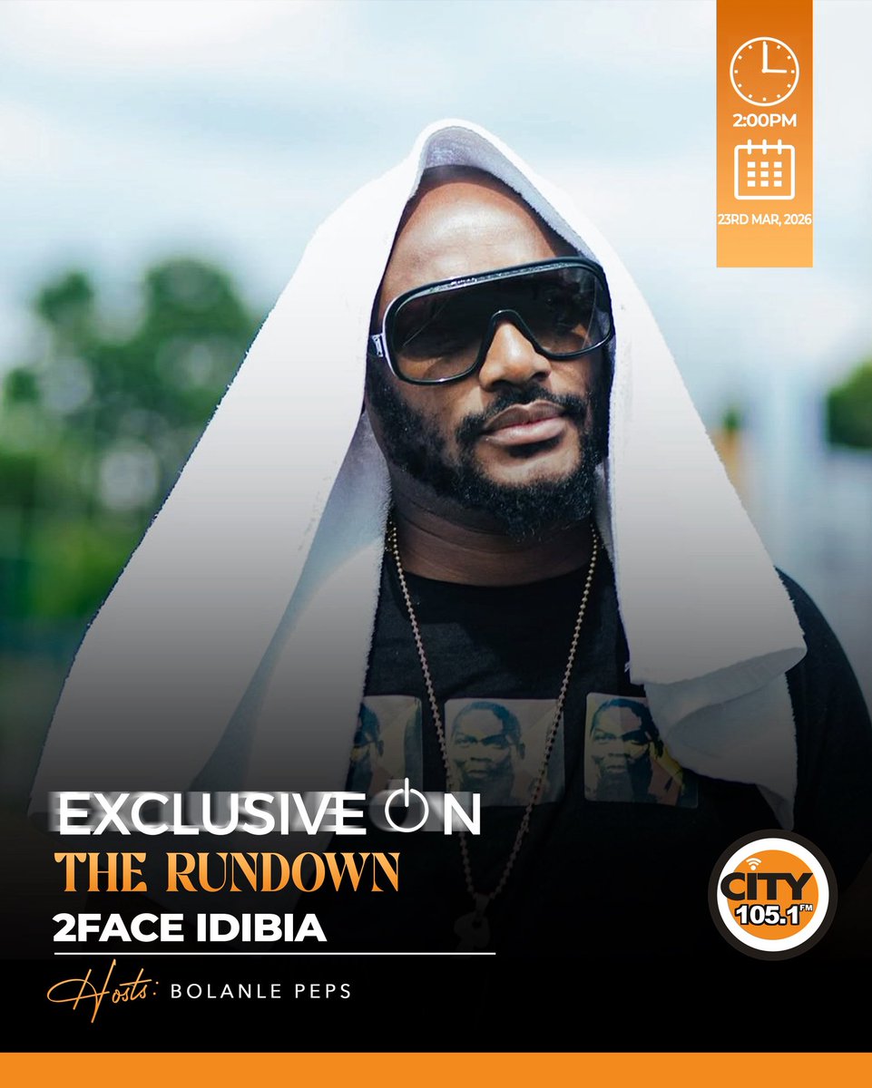 CITY1051's tweet photo. 2Face Idibia @official2baba live on The Rundown today with @bolanle_peps  🔥

Catch the vibe on City 105.1 with Bolanle Peps
⏰ 2PM

Stay tuned!

#therundown #2faceidibia #werunthiscity https://t.co/sqxVoDkSZe