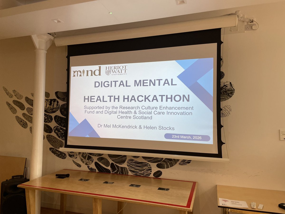 DrMelMckendrick's tweet photo. Setting up for today’s @HeriotWattUni MIND Digital Mental Health Hackathon in The Melting Pot Edinburgh and which has been wonderfully organised by invaluable RA @Helenstocks98.  #digitalmentalhealth #AR #VR #AI #psychology #livedexperience https://t.co/qOARspT2UZ