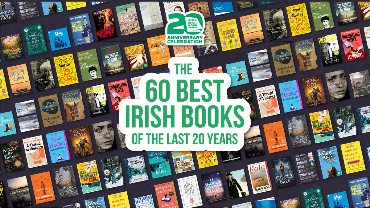 IrishBookAward's tweet photo. 60 books. 20 years. 1 public vote.

To mark our 20th anniversary, we’re revealing 60 books that defined a generation of Irish writing. Now it’s over to you!

Choose your favourite: https://t.co/YGd6VIA9yn https://t.co/V9o4YaLv9J