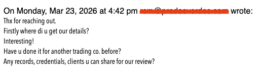 imrnjh's tweet photo. Converted a lead into a positive reply today (just an hour ago) 👇

Goal: reply within 5 mins

Missed it slightly while gathering resources

Thought: what if he’s not checking his email inbox anymore?

→ Got his number from Apollo
→ Sent a quick WhatsApp

He replied instantly

If not, the next step was a call

Multi-channel outreach (email + WhatsApp + calls) is working really well

Speed + channel switching = higher conversions 🚀