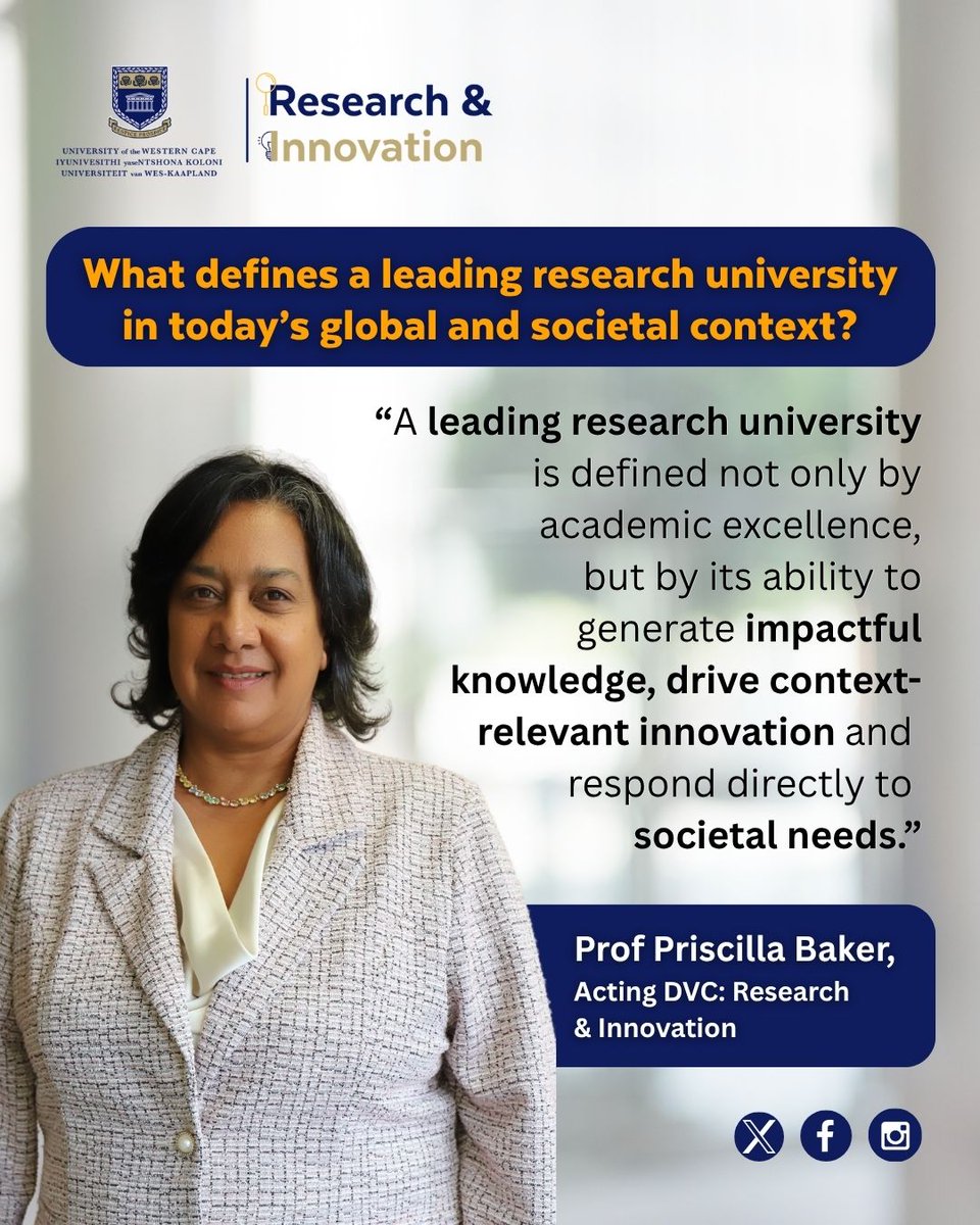 SpecProjectUnit's tweet photo. #LeadershipSpotlight | What defines a leading research university?

Join Prof Baker in the upcoming webinar: Leadership Perspectives on Leading Research Universities on 25 March 2026 from 10:00 to 11:30

🔗 https://t.co/4cK9tWMkz8 

#IamUWC #LeadingResearch https://t.co/GbYOja2DUo
