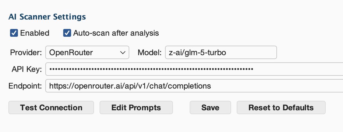 Burp Bounty Pro v3.1.0 is out.

New: AI Scanner. Sends each request to an LLM with structured context extracted from the response. The AI decides which profiles to launch automatically.

A new option alongside Active Scan and Smart Scan, not a replacement.