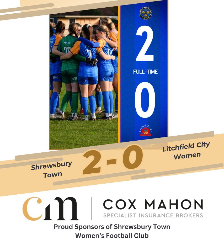 cox_mahon's tweet photo. Into the next round of the League Cup - congratulations @Shrewswomen  - Cox Mahon proud sponsors of Shrewsbury Town Women's Football Team. https://t.co/XHAqjHmbA1