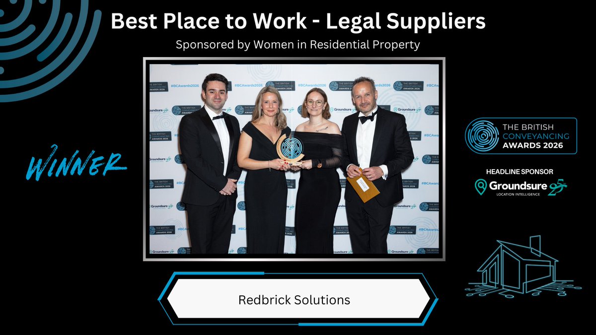 TConveyancer's tweet photo. 🌟 The celebrations may have ended, but the recognition continues. Today we’re shining a light once again on Redbrick_S, winners of the Best Place to Work - Legal Suppliers at the British Conveyancing Awards 2026. 🏆

The judges highlighted their forward-thinking approach: "𝘈 𝘴𝘵𝘳𝘰𝘯𝘨, 𝘸𝘦𝘭𝘭-𝘴𝘵𝘳𝘶𝘤𝘵𝘶𝘳𝘦𝘥 𝘦𝘯𝘵𝘳𝘺 𝘸𝘪𝘵𝘩 𝘦𝘮𝘣𝘦𝘥𝘥𝘦𝘥 𝘸𝘦𝘭𝘭𝘣𝘦𝘪𝘯𝘨 𝘱𝘳𝘢𝘤𝘵𝘪𝘤𝘦𝘴 𝘢𝘯𝘥 𝘧𝘢𝘪𝘳 𝘸𝘰𝘳𝘬𝘭𝘰𝘢𝘥 𝘮𝘢𝘯𝘢𝘨𝘦𝘮𝘦𝘯𝘵. 𝘊𝘭𝘦𝘢𝘳 𝘦𝘷𝘪𝘥𝘦𝘯𝘤𝘦 𝘰𝘧 𝘴𝘵𝘢𝘧𝘧 𝘥𝘦𝘷𝘦𝘭𝘰𝘱𝘮𝘦𝘯𝘵, 𝘳𝘦𝘵𝘦𝘯𝘵𝘪𝘰𝘯 𝘢𝘯𝘥 𝘮𝘦𝘢𝘴𝘶𝘳𝘢𝘣𝘭𝘦 𝘪𝘮𝘱𝘢𝘤𝘵. 𝘈 𝘱𝘦𝘰𝘱𝘭𝘦 𝘴𝘵𝘳𝘢𝘵𝘦𝘨𝘺 𝘥𝘪𝘳𝘦𝘤𝘵𝘭𝘺 𝘢𝘭𝘪𝘨𝘯𝘦𝘥 𝘵𝘰 𝘤𝘰𝘮𝘮𝘦𝘳𝘤𝘪𝘢𝘭 𝘴𝘶𝘤𝘤𝘦𝘴𝘴.”

A big thank you to Women in Residential Property for their support in recognising outstanding firms in the industry.

#BCAwards2026 #KeepingTheCelebrationsAlive #AwardWinning #Conveyancing #IndustryExcellence