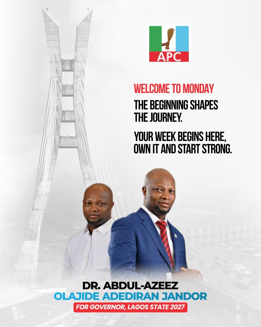 *WELCOME TO MONDAY*

The beginning shapes the journey. Your week begins here, own it and start strong.

#JANDORofLagos
#MondayMotivation #NewWeek #Productivity #SuccessMindset #StartStrong
#Lagos4Lagos#ItIsTime
#LaFunkky