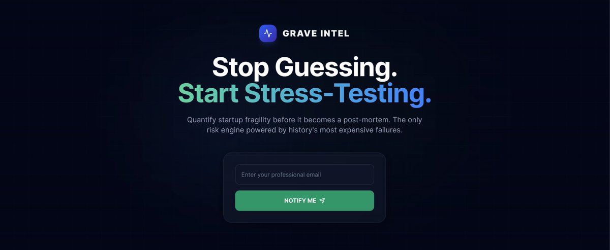 slightlynerd's tweet photo. I’ve spent years performing autopsies at @stgr_africa. Now, it’s time to start preventing them. 🤞

I’m building Grave Intel: A pre-mortem due diligence tool that turns a decade of African startup failures into a roadmap for success.

The waitlist is officially open: https://t.co/erZfltO1FQ

Don't wait for the post-mortem. Skip it. 🚀 #BuildInPublic #StartupGraveyardAfrica #GraveIntel
