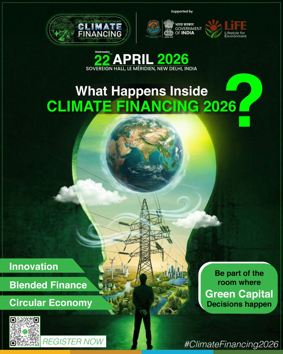 ClimateFin_EoDB's tweet photo. Inside Climate Financing 2026, green investors, policy makers, and industry giants come together to unlock liquidity, build bankable partnerships, and bridge the gap between vision and value.

22nd April 2026
Le Meridien, New Delhi

Register Now: https://t.co/aQ6Ohi9juj https://t.co/mEdqh83qiq