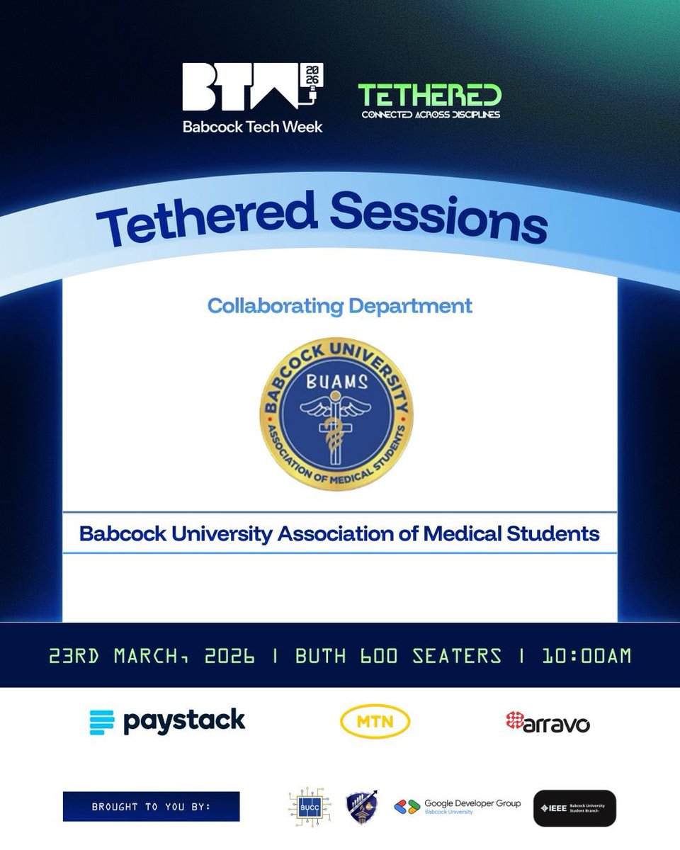 babcocktechweek's tweet photo. We’re thrilled to have Babcock University Association of Medical Students on board as a collaborating department for today's tethered sessions. ✨

Looking forward to an impactful experience together! https://t.co/hZ9j57O6Aj
