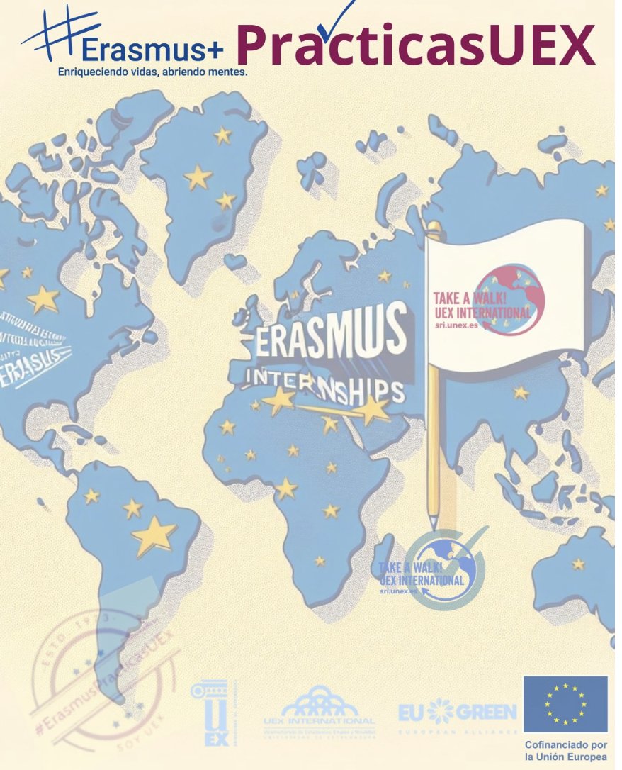 UExMedicina's tweet photo. 🌍 Abierta la convocatoria del programa #ERASMUSPracticasUEx_P_2025.
Prácticas o estancias en cualquier parte del mundo para estudiantes de grado, máster y doctorado.
📅 Solicitudes: del 23 de marzo al 4 de mayo (12 h CET)
🔗 https://t.co/sjuO7wqVQO
#UEx #FMyCCS #ErasmusPracticas https://t.co/054HMpY4tW