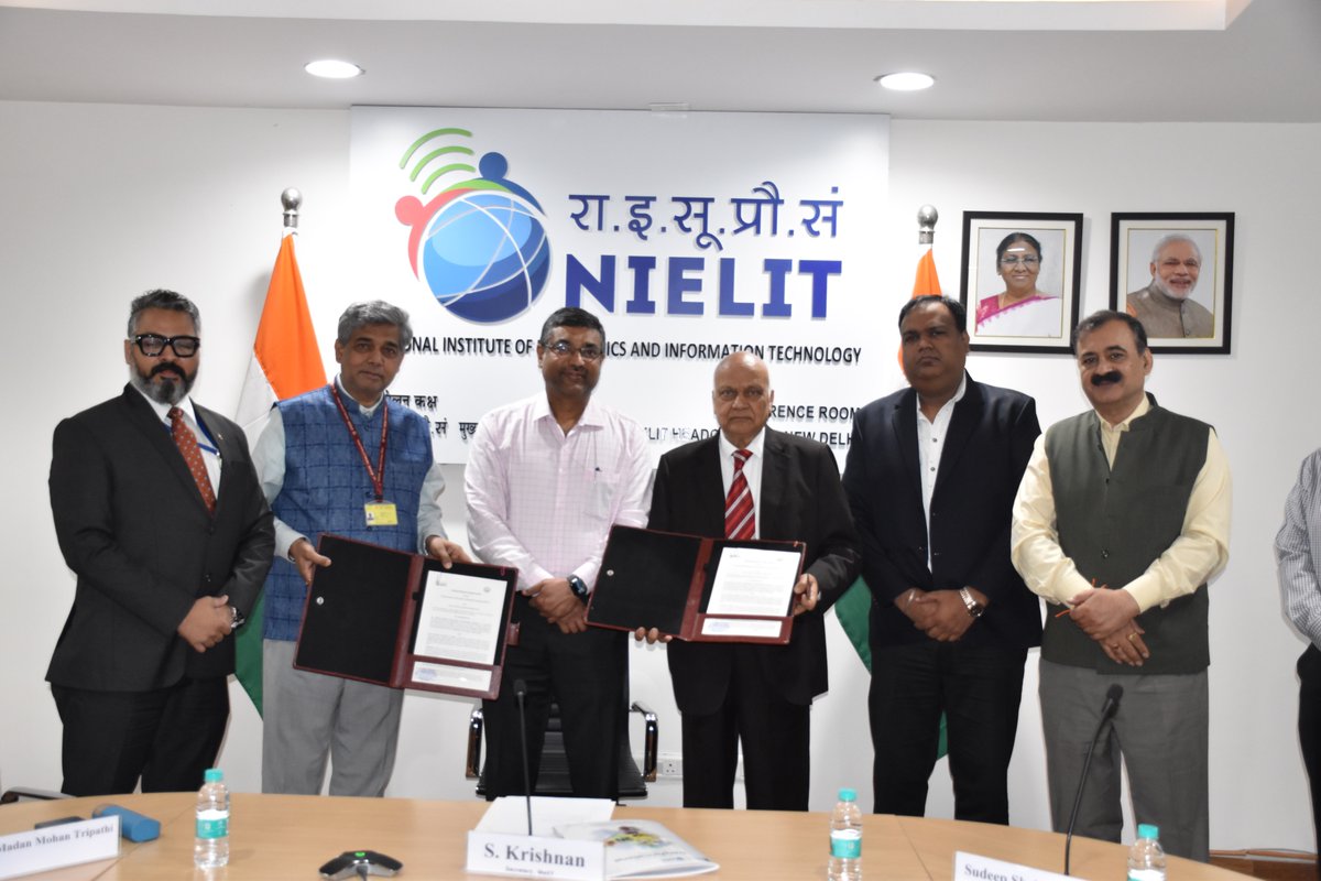 NIELIT and CSAI join hands
In the presence of Shri S. Krishnan, Secretary, <a href="/GoI_MeitY/">Ministry of Electronics & IT</a> , this collaboration reinforces efforts to build a robust &amp; resilient cyber security ecosystem.
🎯 Developing advanced #cybersecurity curriculum
🎯 Strengthening awareness &amp; capacity building