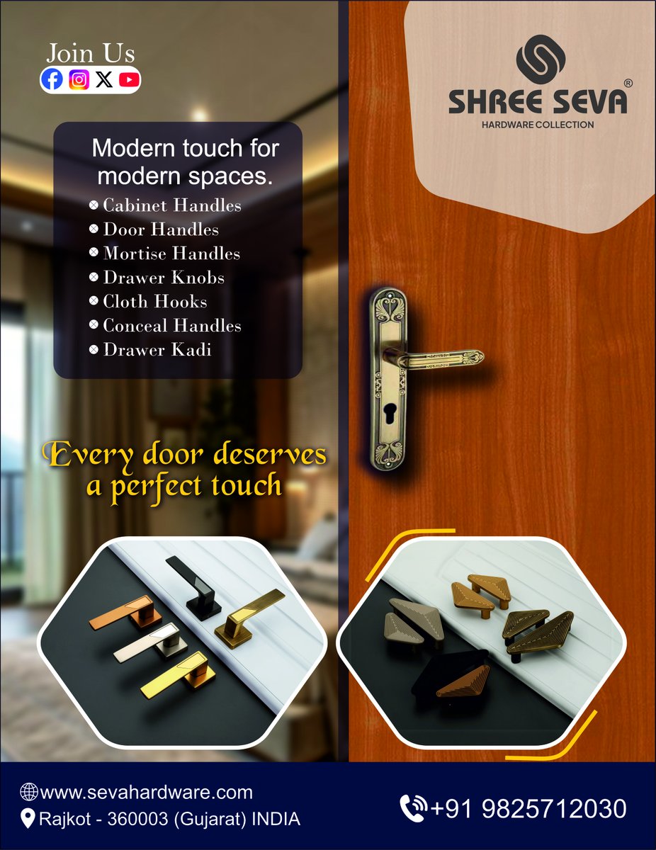 clue_hardware's tweet image. 🚨Dealer &amp;amp; Distributor Solicited!🚨
📲Explore the Collection: l.sanitaryclue.in/G2I6os
🏢Shree Seva Hardware Collection – A Modern Touch for Modern Spaces
📍Address: Rajkot - Gujarat
📞Connect for Order: +91-98257 12030

#ShreeSeva #HardwareCollection #DoorHandles #MortiseHandles
