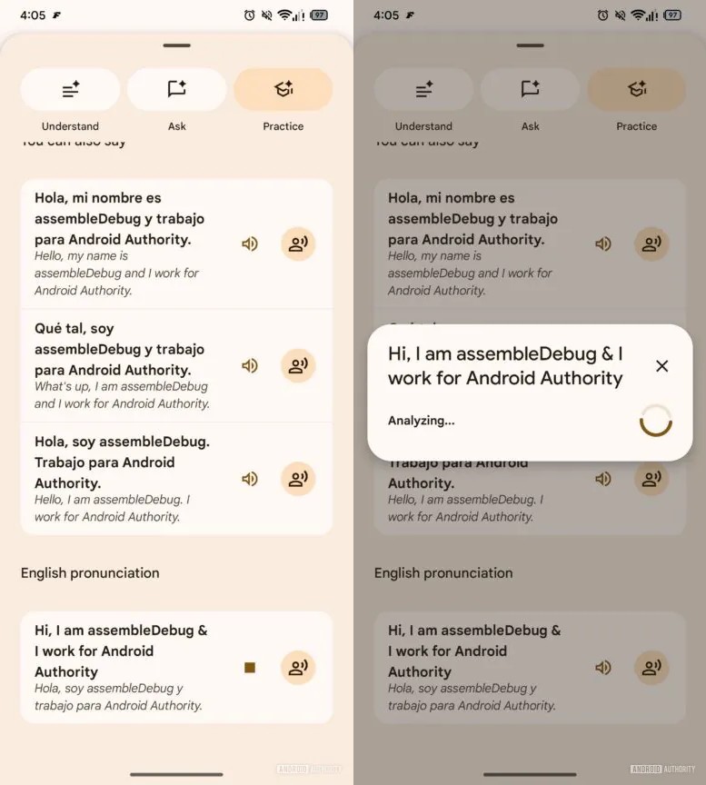 drbeel_techno's tweet image. #Google
ستتمكن قريباً من تعلم النطق الصحيح للغات المختلفة من خلال تحديث جديد لبرنامج الترجمة الشهير #GoogleTranslate كما في الصور.
حيث سيقوم البرنامج بعرض عينات صوتية لما تريد، ثم سيطلب منك تسجيل محاولاتك الخاصة ... بعد ذلك ستقوم خدمة الترجمة بتقييم نطقك وتقديم تصحيحات لتحسينه.