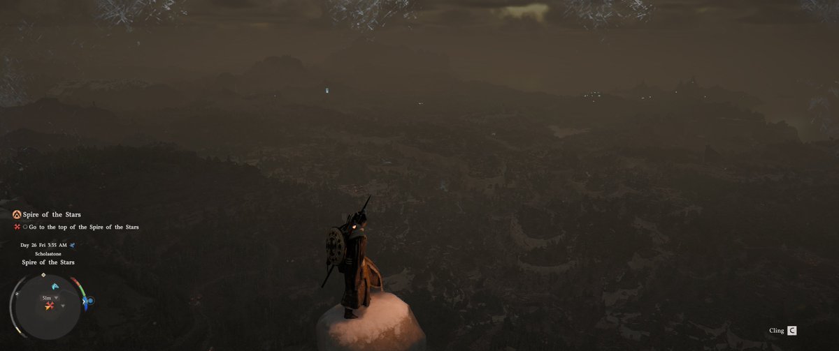 SebastianNiight's tweet photo. So i made it to the top of the spire of the stars, but something tells me i shouldnt be outside #crimsondesert https://t.co/i1ML7n07vS