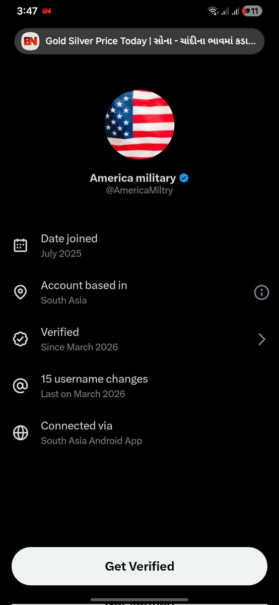 MohdazeemSH's tweet photo. @AmericaMiltry Hello @grok @X team this account Fake https://t.co/3VnjEzPNv9