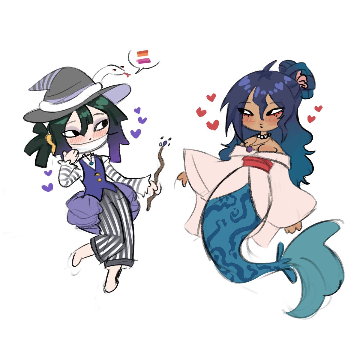 ISugarCloud's tweet photo. Magical wives.

I didn't do nymph Yuu, but I did mermaid, I hope you don't mind. I think I'm going to keep this au, I really liked their designs. https://t.co/r82khkMO0o