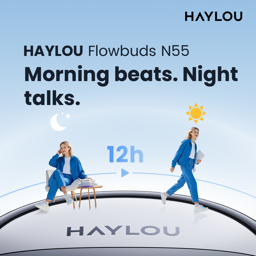 HaylouOfficial's tweet image. Morning beats ☀，Night talks 🌙
⚡ Up to 12H of playtime — Vibe all day. No limits. ✨

#Earbuds #WirelessEarbuds #Haylou #HaylouFlowbudsN55  #NewLaunch #TWS #Audio #PowerInSelf