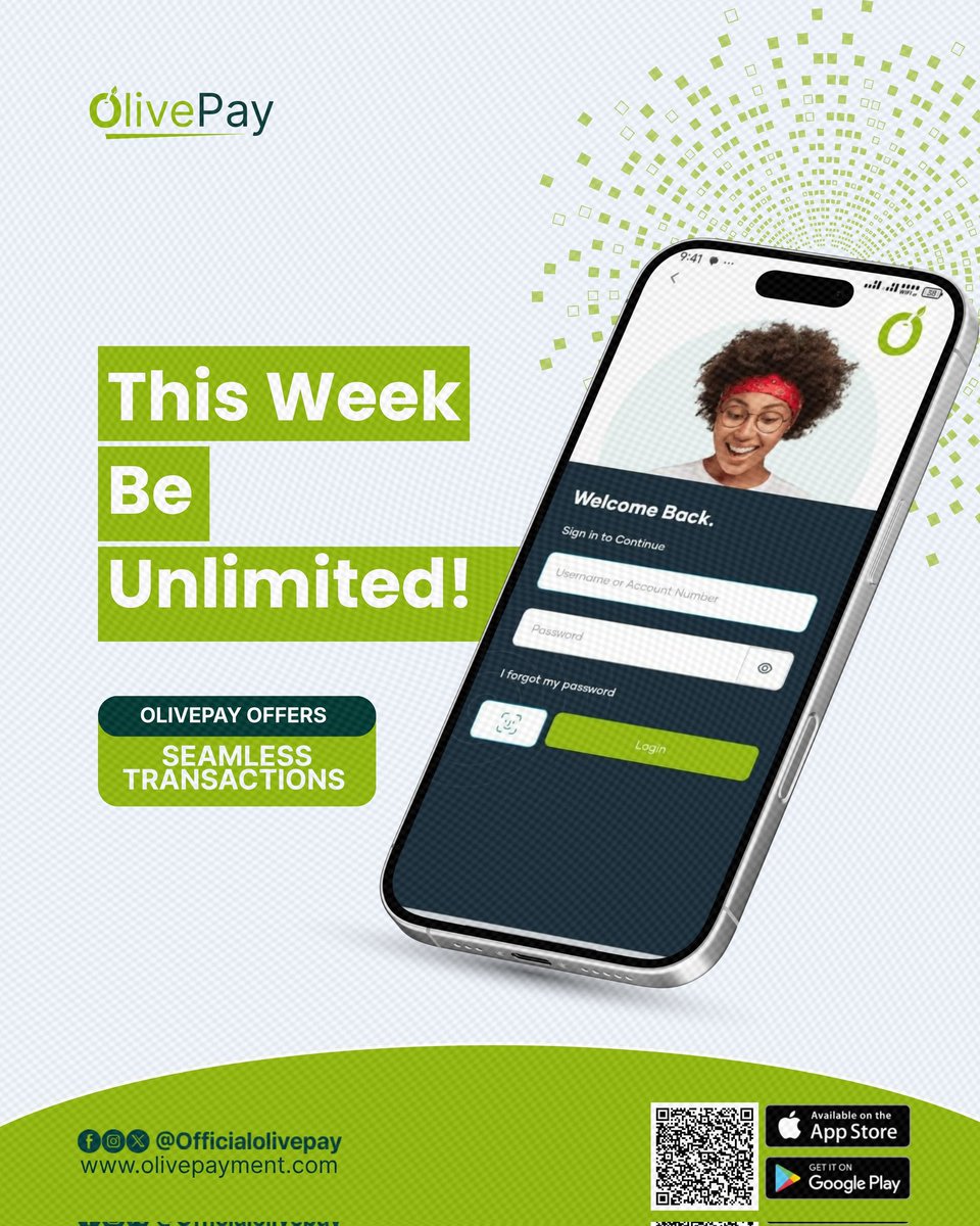 olivepayment's tweet photo. If your bank is still showing you "Transaction Failed" on a Monday morning, you're not ready for the week. 

​Switch to OlivePay and stay unlimited. No stories, just successful alerts. ⚡️
 Cheers to the new week🎉
​#OlivePay #MondayMotivation #NoLimits #Fintech https://t.co/N9xoRD0SWk