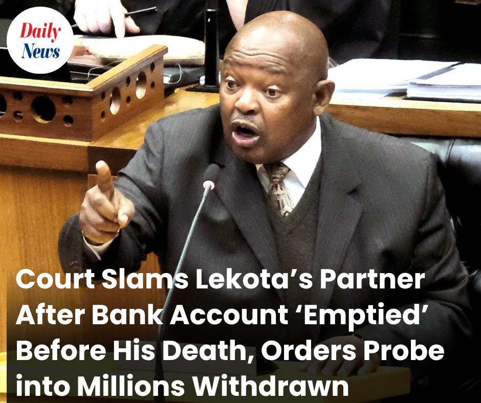 DailyNewsSA's tweet image. A court has slammed Mosiuoa Lekota’s partner after millions were withdrawn from his accounts before his death. Serious questions now raised. READ: tinyurl.com/nwxkdjva  #MosiuoaLekota #CourtCase #LegalNews #SouthAfrica #BreakingNews  #Justice #GautengHighCourt #NewsUpdate #Law