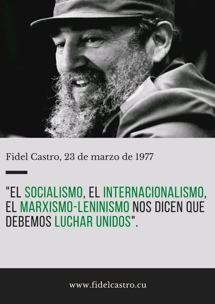 Fidel: “El socialismo, el internacionalismo, el marxismo-leninismo nos dicen que debemos luchar unidos”. #LatiendoConFidel #CubaVencerá <a href="/JHGcasanova/">julio Heriberto Gómez Casanova</a> <a href="/DiazCanelB/">Miguel Díaz-Canel Bermúdez</a>
