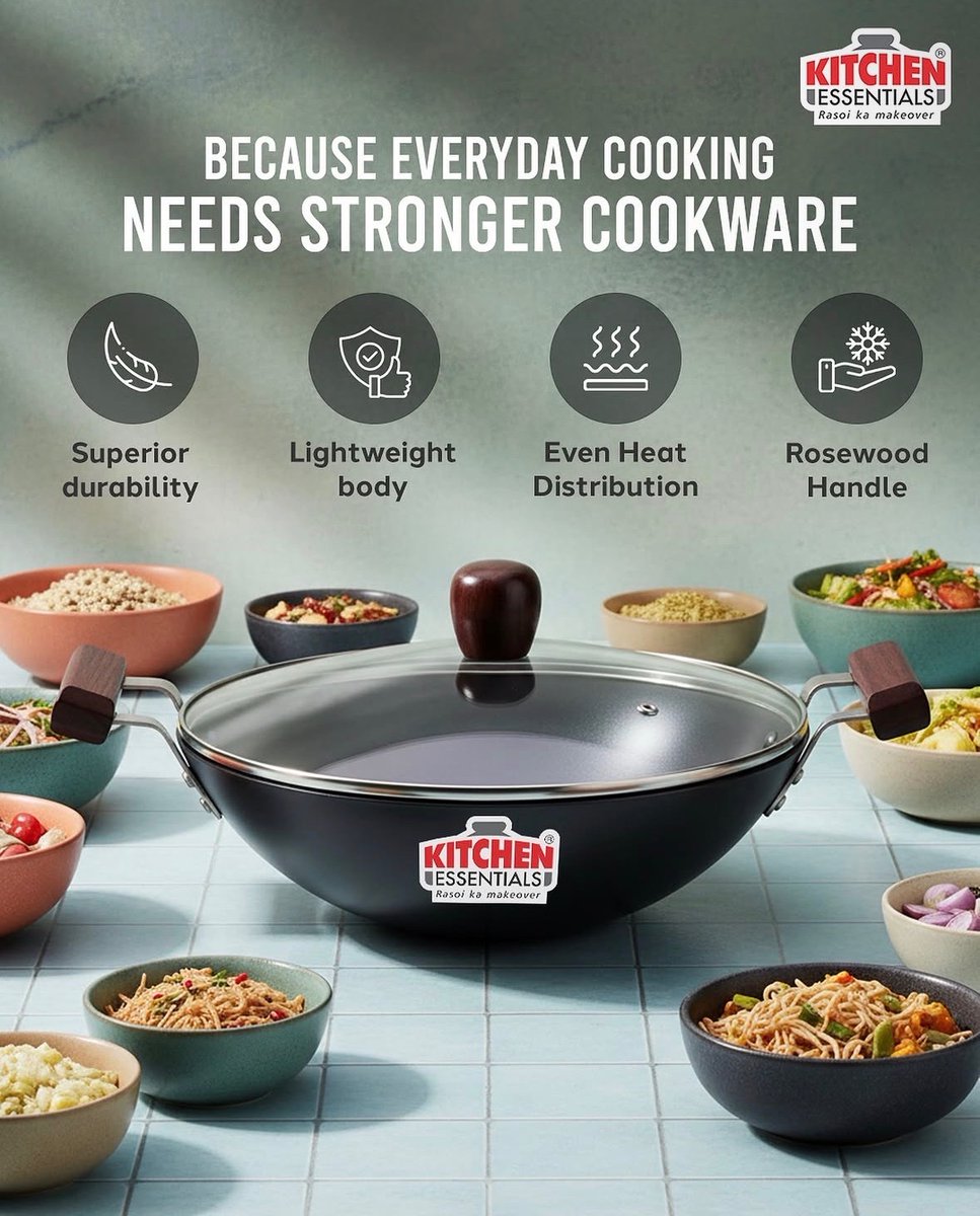 kecookware's tweet photo. Tough on wear. Easy on use.
Durable, lightweight and built with a stay-cool handle for safe, comfortable use this is cookware made for daily cooking. 

#KitchenEssentials #HardAnodisedCookware #EverydayCooking #SmartCookware #CookBetter #RasoiKaMakeover https://t.co/CwoVk6uULD