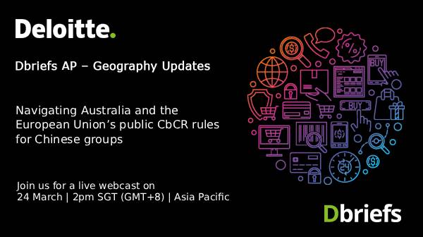 Dbriefsap's tweet photo. 2026 will be the first year of publication on the EU’s Public CbCR. Join Dbriefs webcast where we will help guide Chinese groups to navigate these new requirements effectively.

Register: https://t.co/z6Y2BS92KW

#deloittewebcast #australia #China #geographyupdates #asiapacific https://t.co/wrrMjCJFUR