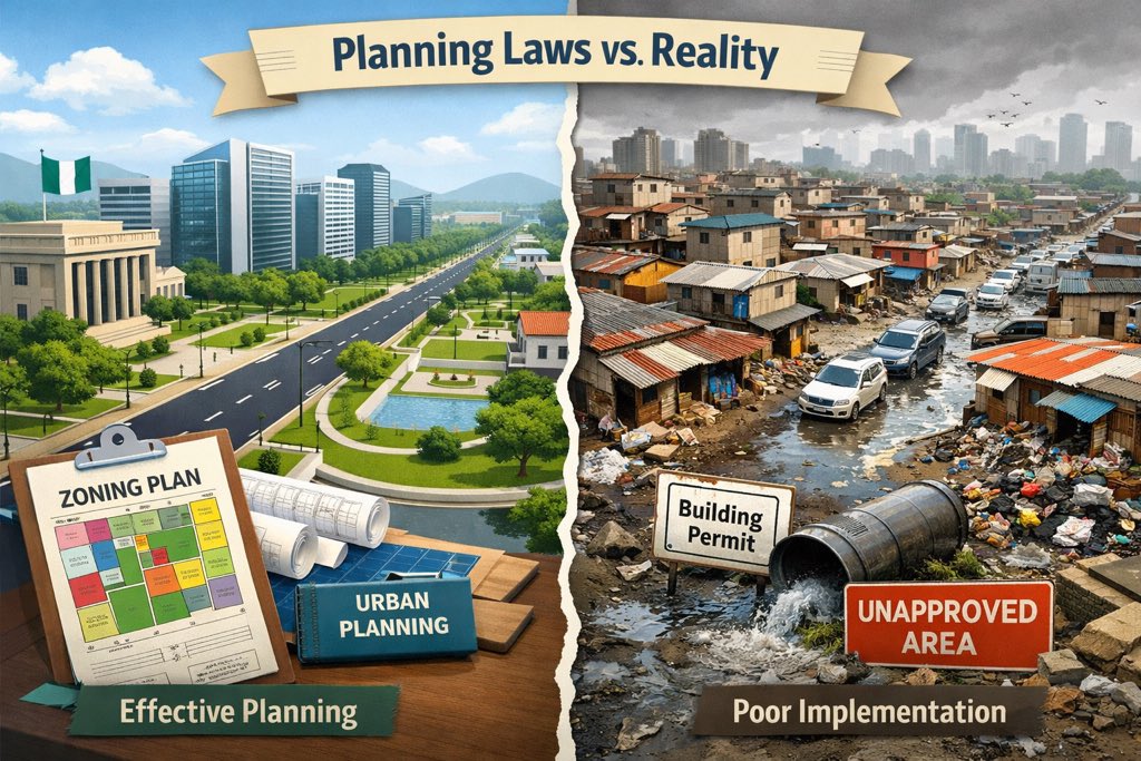 Elema2020's tweet photo. Cities grow without proper coordination. But Improving planning in Nigeria requires better enforcement, stronger institutions, updated planning standards, and the use of digital systems for land management.
#BuildwiseWithSam #RefreshingNigeria https://t.co/F4bPTAlssM