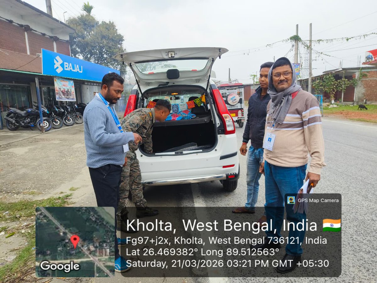 CEOWestBengal's tweet image. SST checking is going on at different places Cooch Behar Uttar AC under Cooch Behar district, West Bengal.
#WBLA2026 #SST
@ECISVEEP @SpokespersonECI @PIBKolkata @airnews_kolkata
@deocoochbehar