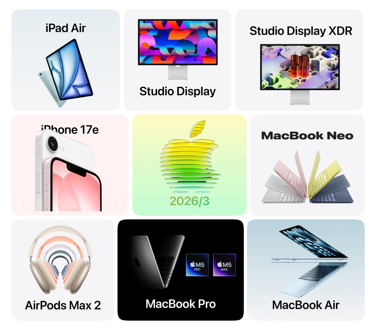 Apple frappe fort ce mois-ci ! 🍏✨

Entre l'inattendu MacBook Neo, la puissance des puces M5 Pro/Max et le nouveau Studio Display XDR, la gamme 2026 redéfinit tout.

Quel produit vous fait le plus craquer ? 🔥