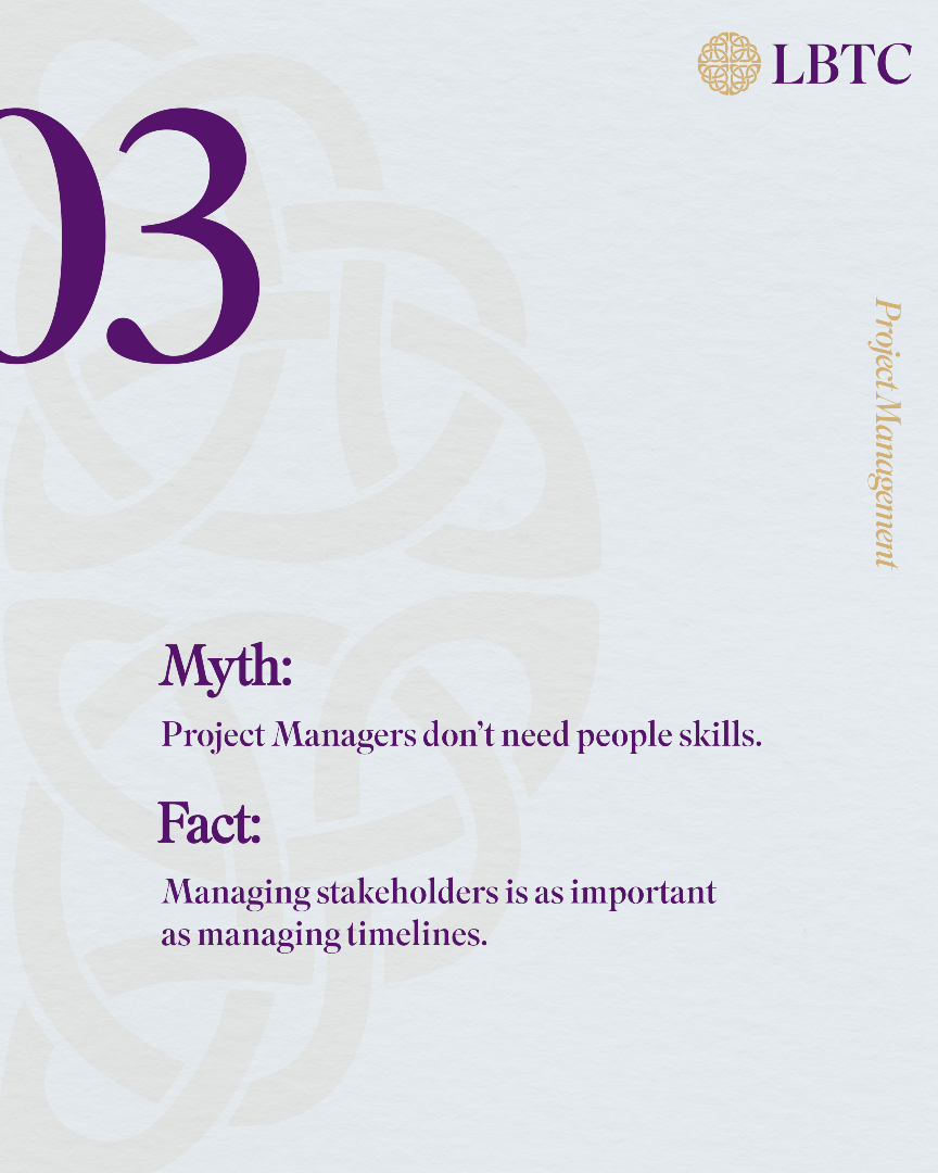 lbtc_uk's tweet image. 🚀 Project Management: Breaking the Myths

LBTC Project Management courses equip you with essential knowledge and skills to plan, initiate, and deliver projects with confidence.

Become a lead PM who delivers. Enrol, visit 🌐🔗 lbtc.co.uk

#MythAndFact #LBTC #UK
