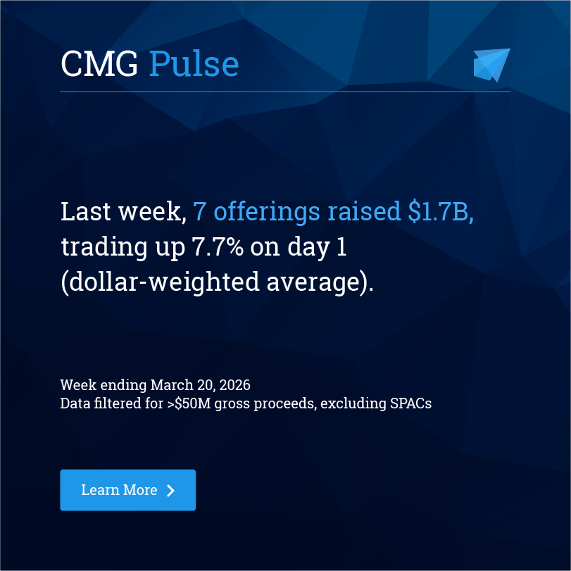 CMG’s Pulse is powered by DataLab, delivering global ECM market signals and performance trends.

🔗 Visit hubs.ly/Q047QWwN0 for more insights.
📩 To learn more, contact sales@cmgx.io.