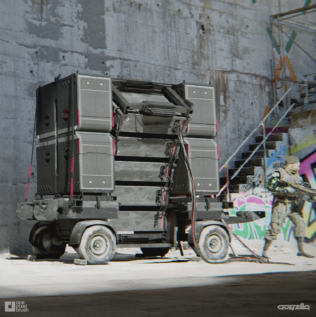 onepixelbrush's tweet image. Speaker props designs for #OffTheGrid 🎵🔊We leaned heavily into a heavy-duty look - designed to turn your eardrums into dust before the enemy even sees you coming. Thank you Gunzilla &amp;amp; Nikolas Gekko!

CA: Daniele Solimene
CD: Shaddy Safadi

#OTG #Scifi #ConceptArt #Hardsurface