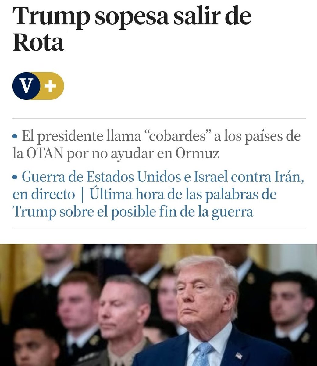 joserhote's tweet photo. ¡¡¡ATENCIÓN!!! PREGUNTA: ¿Si Trump hace que EEUU salga de Rota es una victoria o una derrota? 🤔
#Trump #guerra #España #USA https://t.co/zYp9zkFiBc